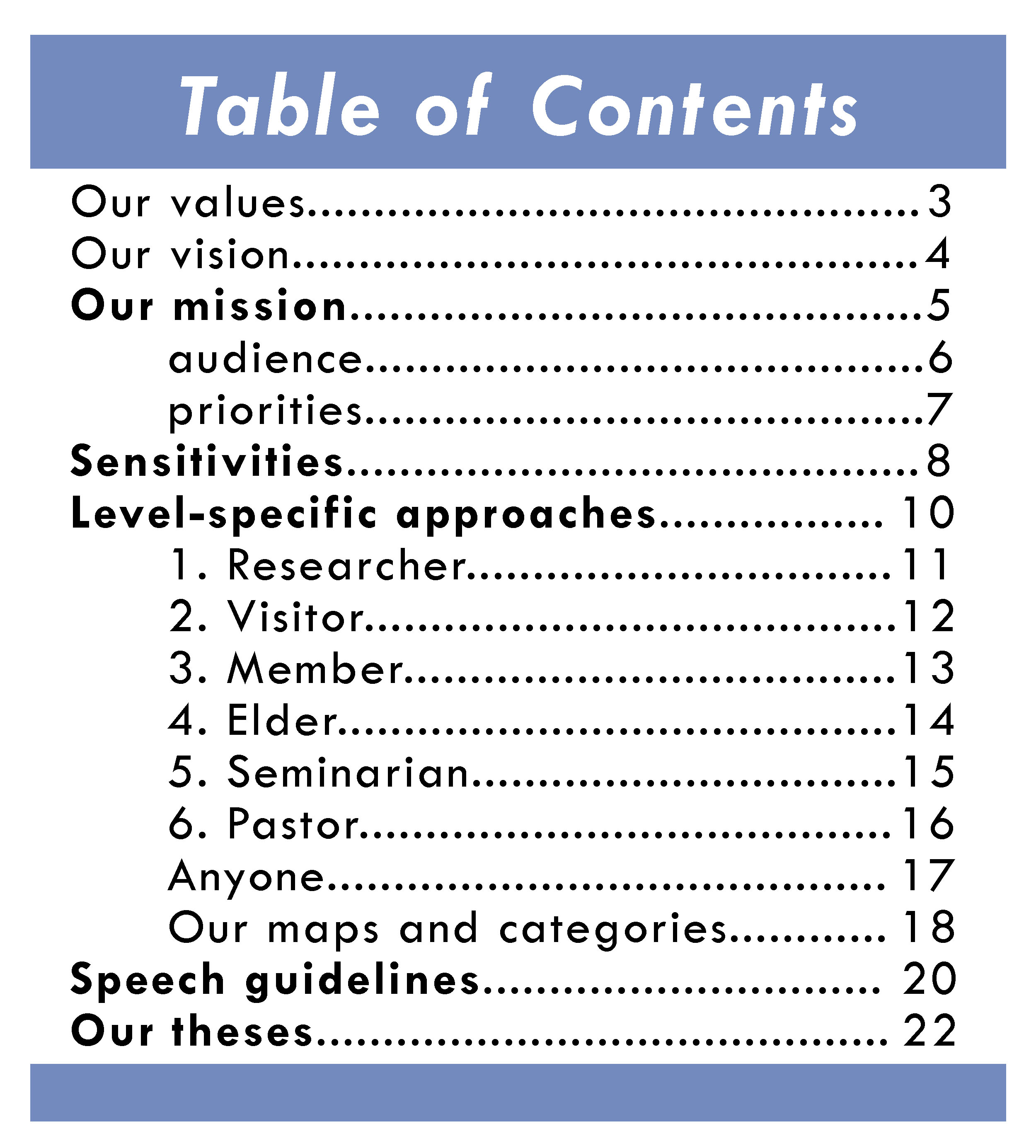 Handbook Table of Contents